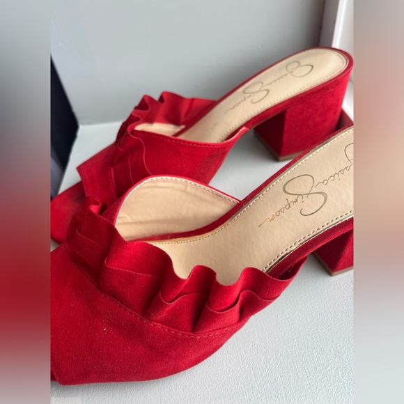 Jessica Simpson Red Ruffle Mules - Picture 2 of 3